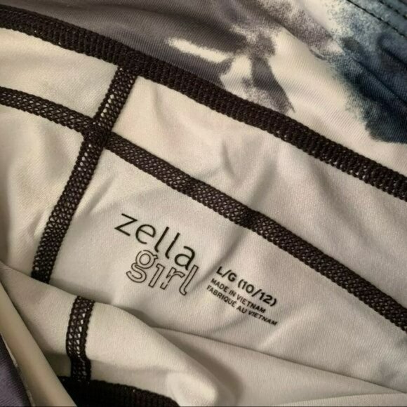 Zella girls size large 10/12 black white gray tie dye leggings - Picture 5 of 9